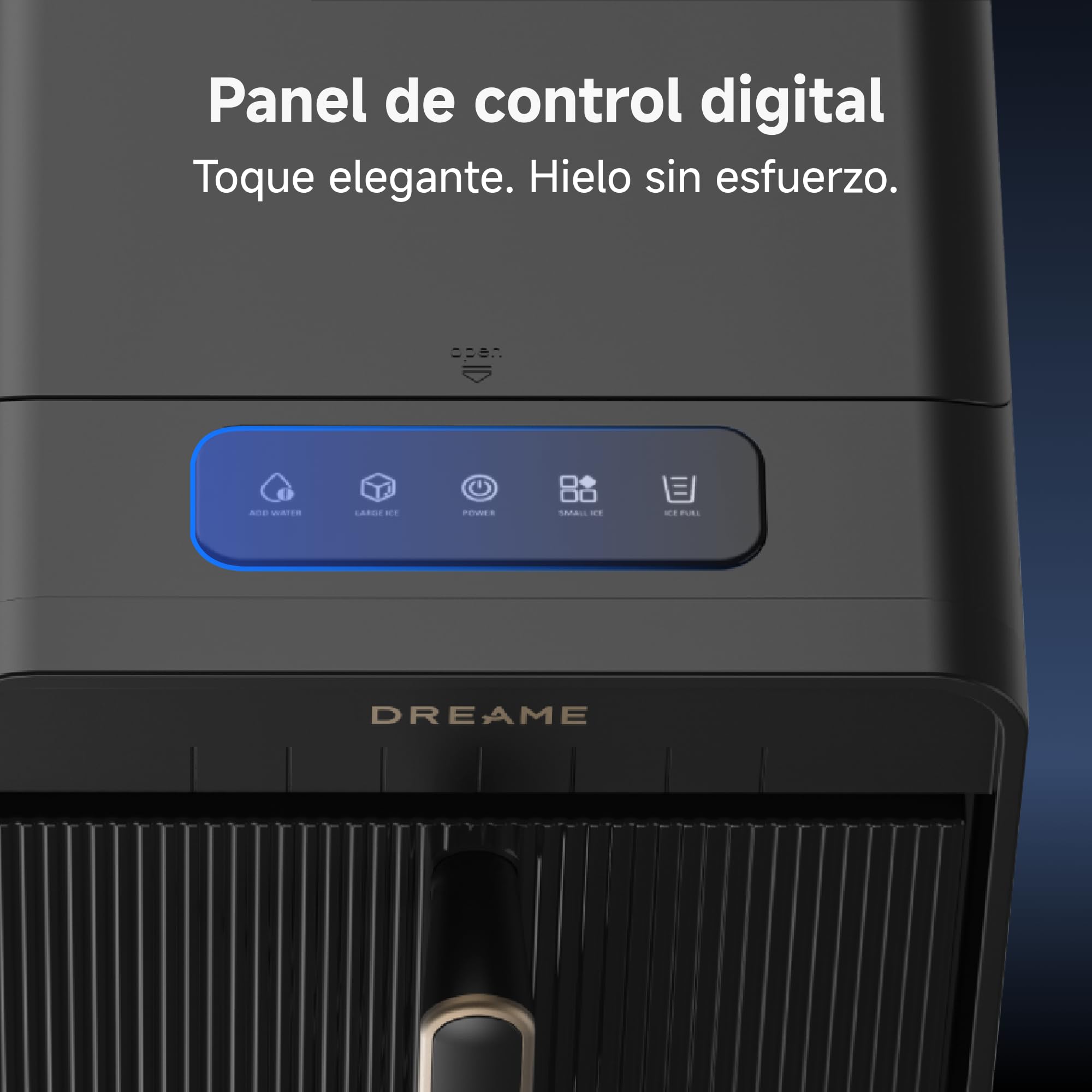 DRAEME AuraBullet Ice Máquina de Hielo En Cubitos Con Producción Rápida De Hielo En 6 Minutos, Depósito y Canasta Separados, Dos Tamaños de Cubitos, Control Digital, Luz LED y Función de Autolimpieza