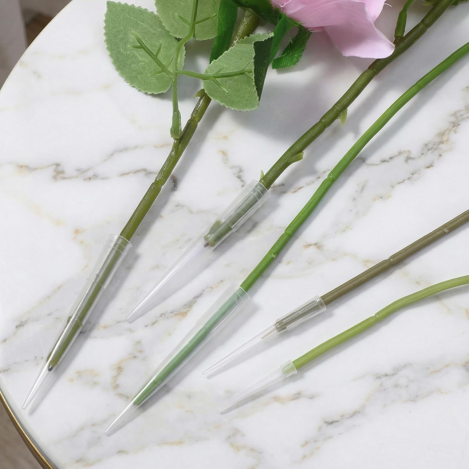 LXUEJIE 60Pcs Flower Stems Holder, Floral Water Tubes, Flower Picks Flowers Arrangements Sleeves Flowers Bouquet Accessories for Plant, Bouquet Accessories, Florist Supplies（A Hole in the Bottom）