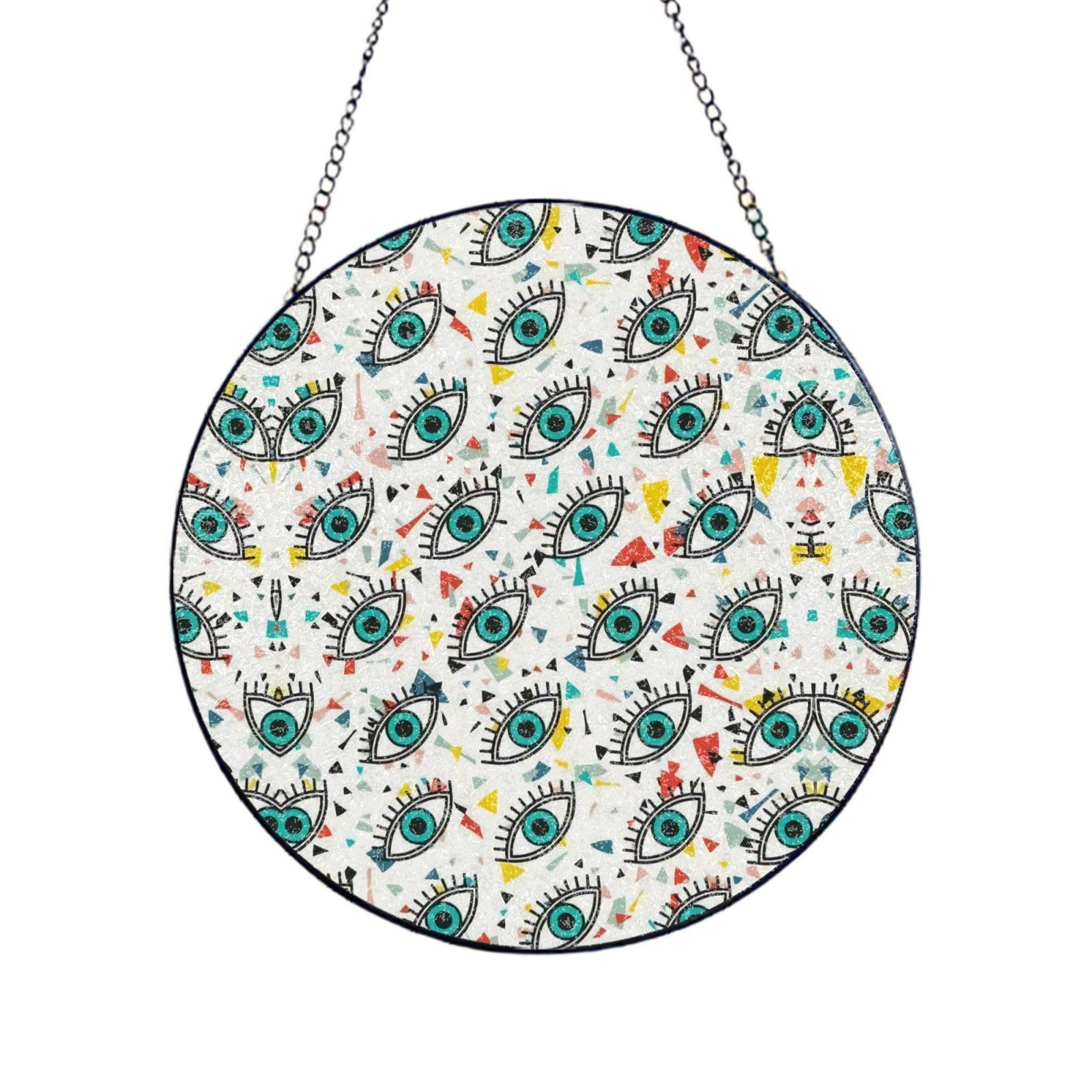 Phayah Eyes Print Stained Glass Window Hanging Suncatcher For Door Terrace Garden Home Decor Sun Catcher Birthday Gifts For Lovers Dad Mom 6in（15cm）