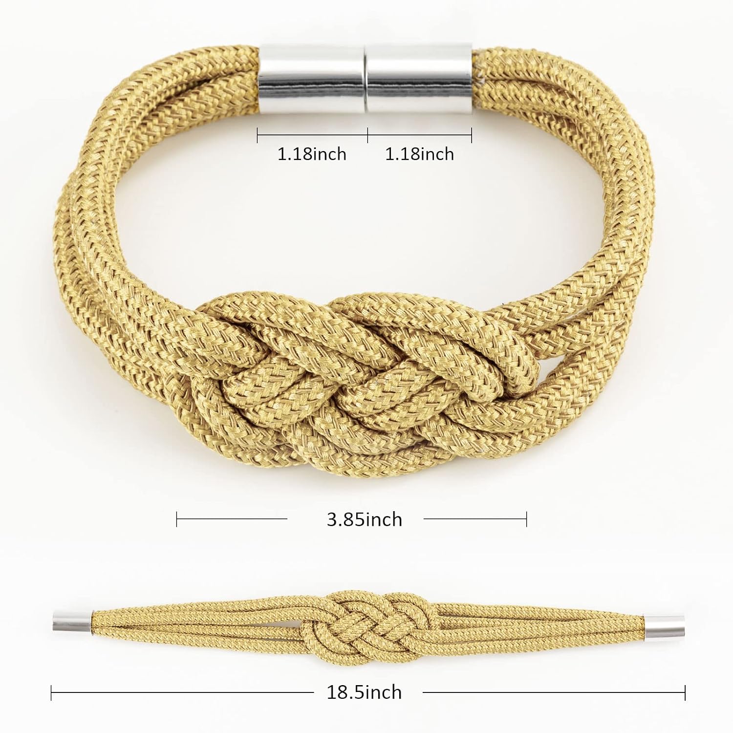 NICEEC 2 Pack Strong Magnetic Curtain Tiebacks Upgrade Nordic Simple Style Drape Tie Backs Double Color Weave Rope Knot Decorative Curtain Holdbacks for Home & Office Window Drapery (Gold) image 5