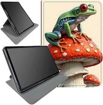 360 Rotating Stand Case for iPad 9.7 Inch 5th/6th Gen 2017/2018 and iPad Air 2- Smart Protective Cover with Auto Wake/Sleep,Full-Body Kickstand Case,Frog and Mushroom