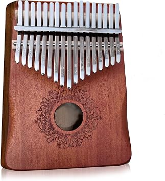 Kalimba Portable 17 Keys Thumb Piano, Portable Mahogany Mbira Finger Piano with Protection Case, Carrying Bag, Instruction, Tune Hammer for Beginners Professional Holiday Gift Brown
