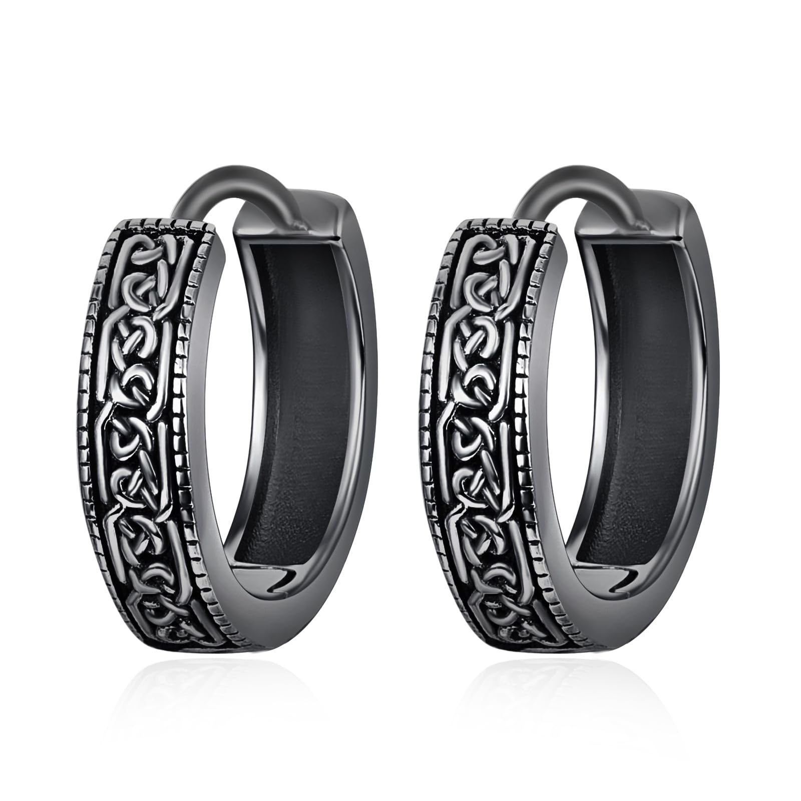 Pendientes de aro ADMETUS de plata esterlina 925 con relieve celta 8