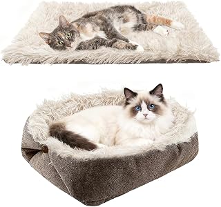 Cat Bed Pet Bed Plush Foldable Cat Bed Washable 2-in-1 Cat Bed 51 x 61 cm Plush Sof…