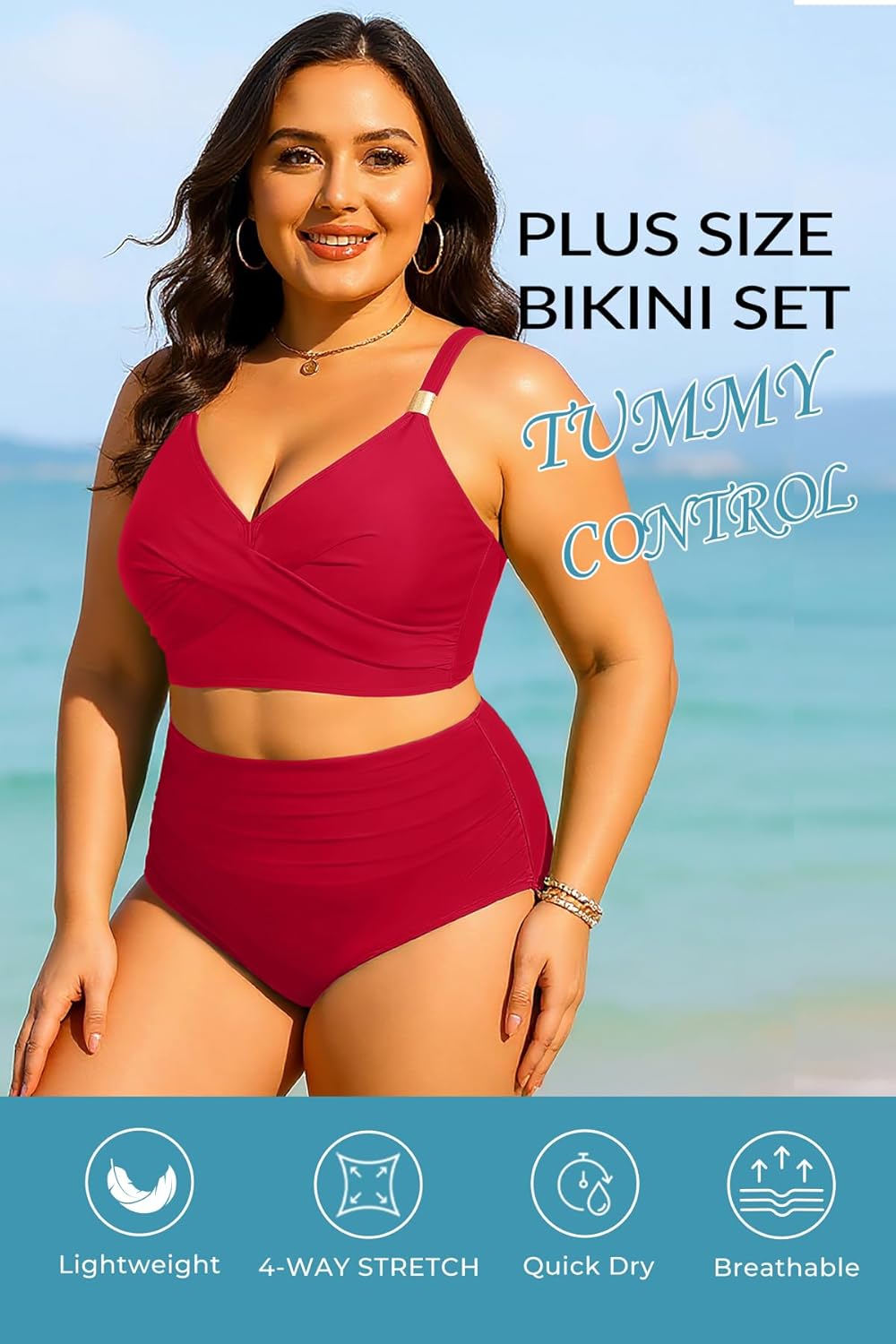 Aqua Eve Plus Size Two Piece Swimsuit - Women High Waisted Bikini Tummy Control Bathing Suit 2025 Swimwear - Image 4