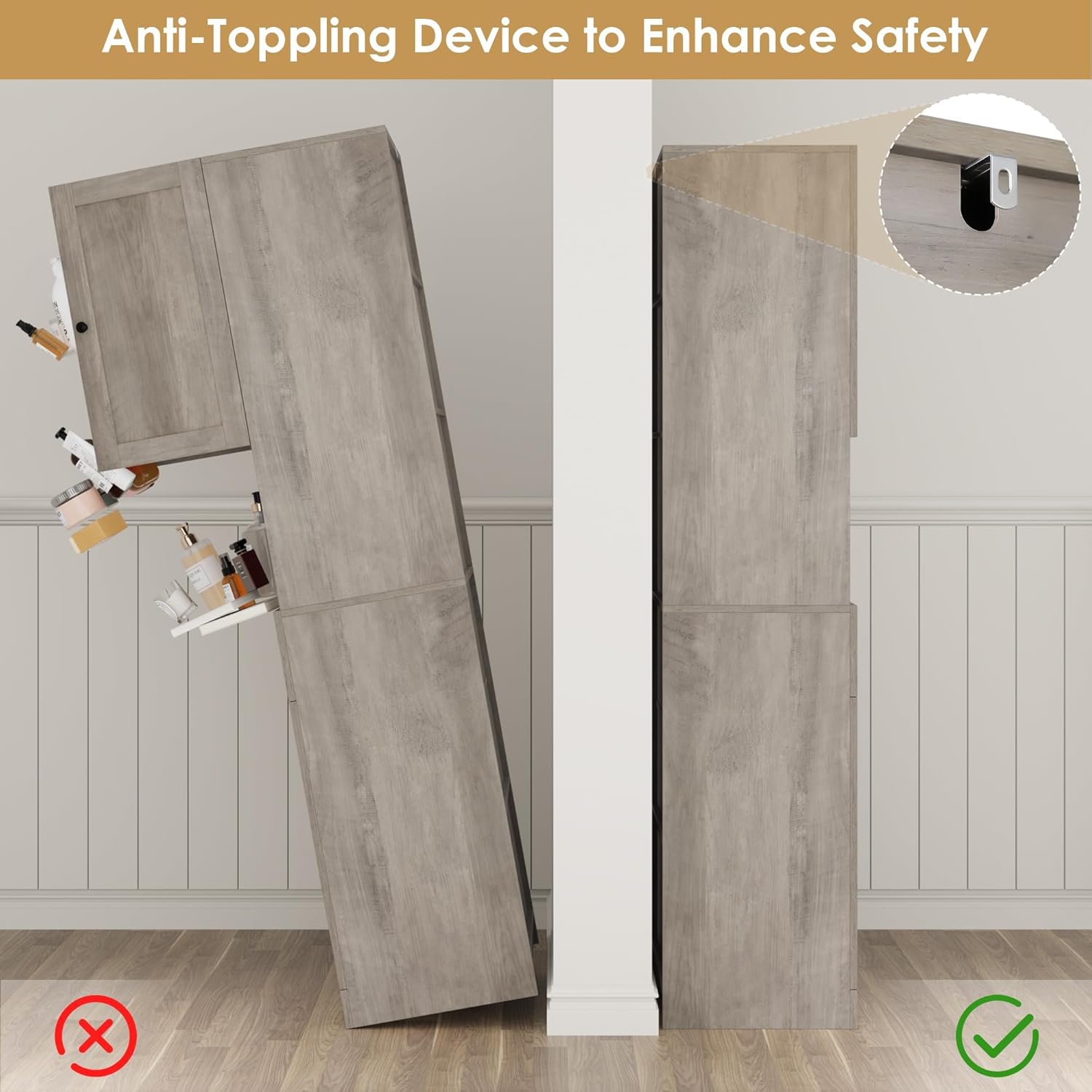Diagram showing the anti-toppling device installation