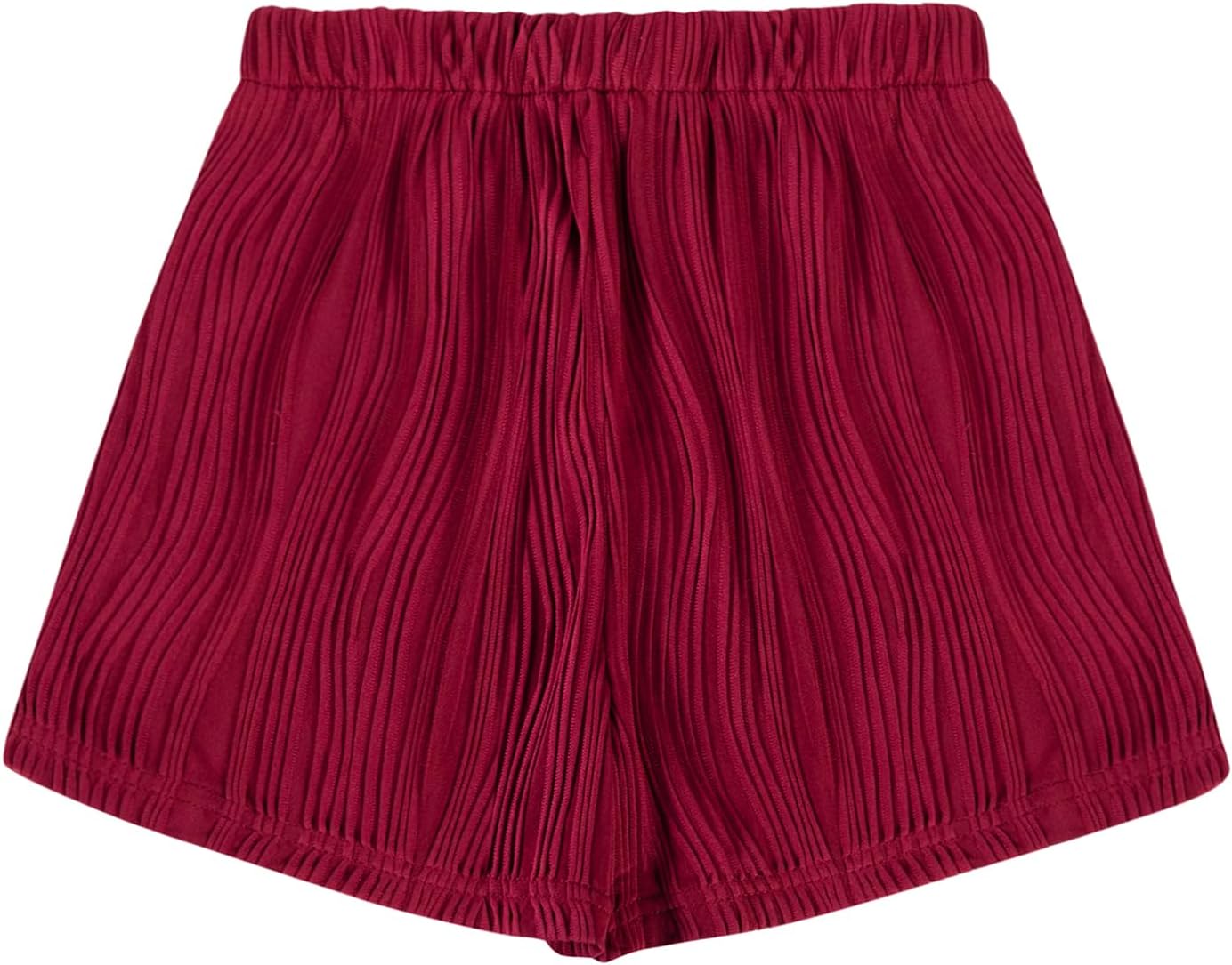 Hilinker Girls Pleated Texture Shorts Elastic Waist Cute Casual Summer Wide Leg Shorts