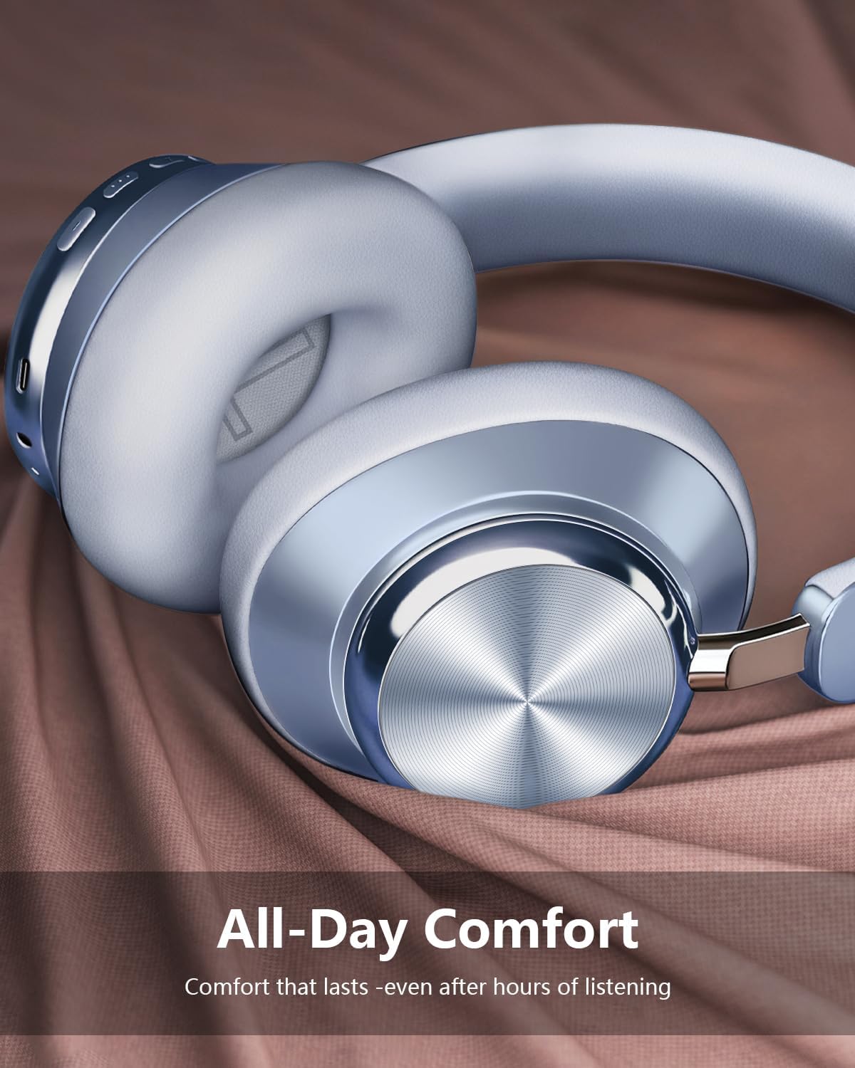 Wentronic Y03 Bluetooth Headphones Wireless Active Noise Cancelling Over Ear Headphones 48 Hours Playtime High Sound Quality 6 EQ Music Mode Headphones with Soft Ear Cushion - Blue thumbnail