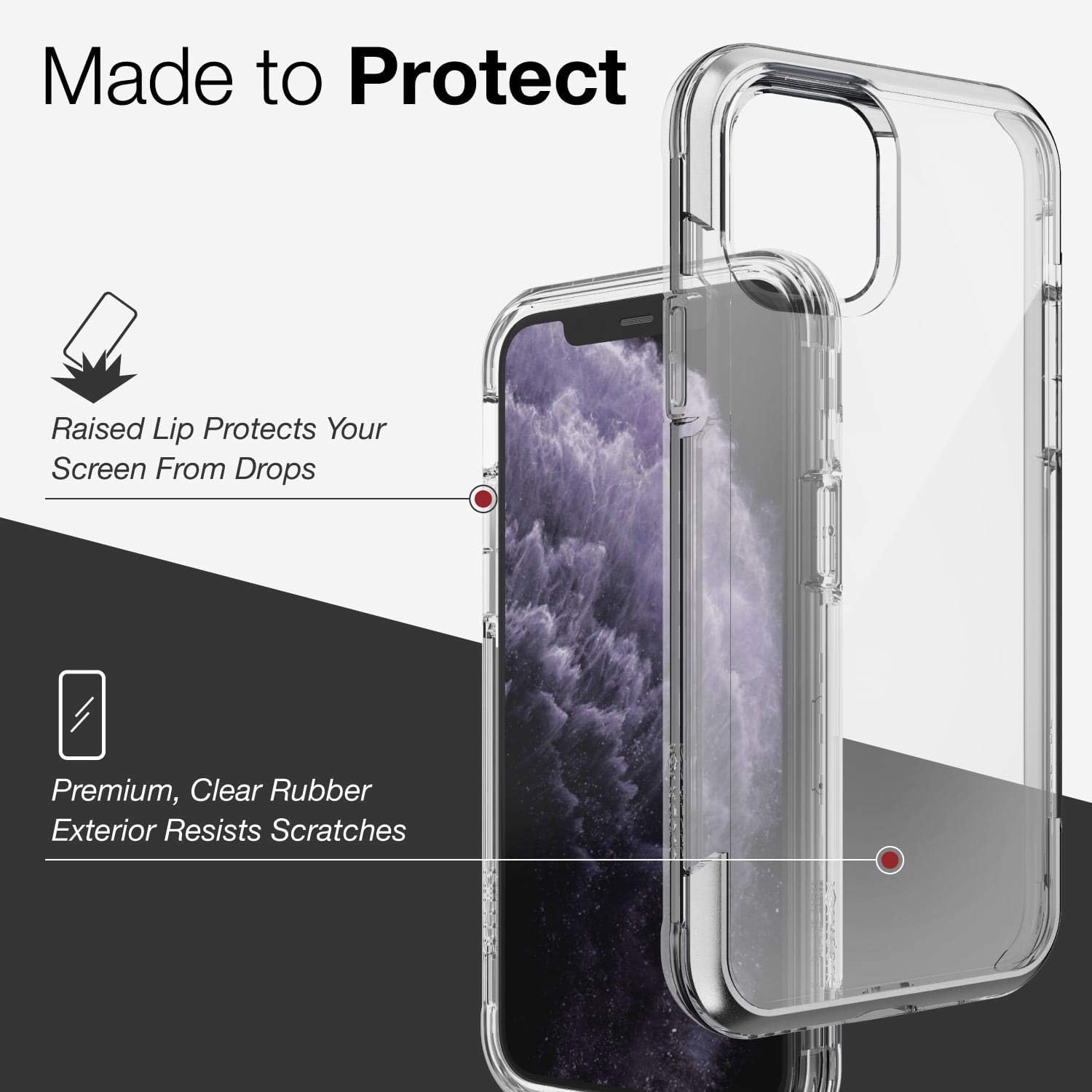 X-Doria Raptic Air, Compatible with Apple iPhone 11 Pro (Formerly Air) - Military Grade Drop Tested, Anodized Aluminum, TPU, and Polycarbonate Protective Case for Apple iPhone 11 Pro, Clear