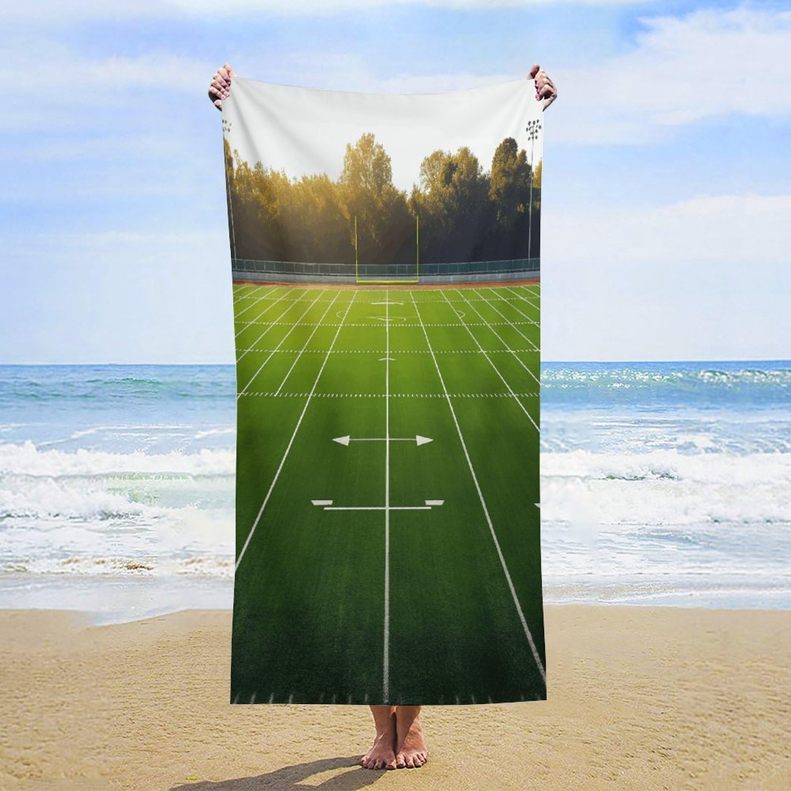 Sports Field in Green - Toallas de baño unisex, toalla de playa ligera de secado rápido, toalla de baño para viajes, deportes, piscina, natación, baño, camping, yoga, adultos, 160 x 80 cm