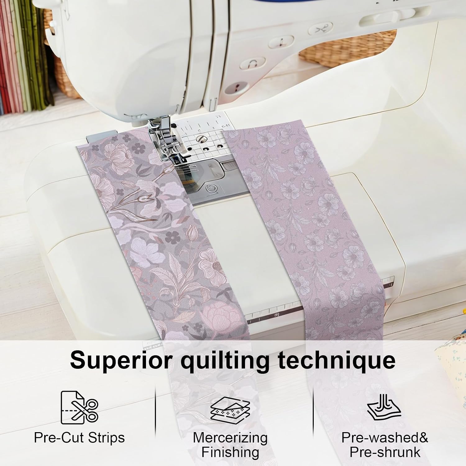 ShinyStitch-100% US Cotton Precut Fabric Strips Roll for Quilting, Crafting, and Sewing, Soft Cotton for Blanket, Upholstery, Home Decor,40 Strips 2.5" x 44" (Fall Dusk)