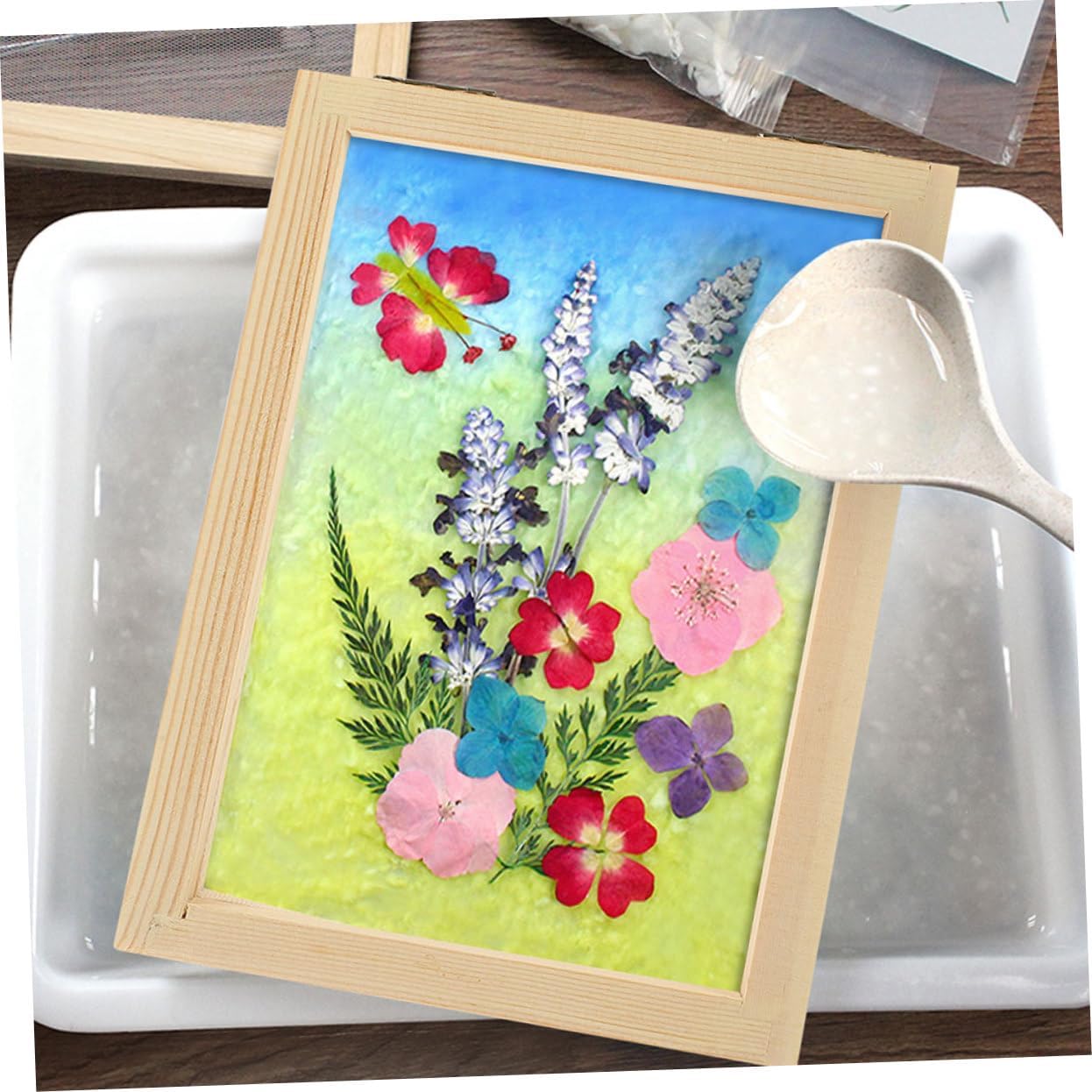 Gadpiparty 2pcs Classic Wooden Frame Paper Making Kit Pine Wood Screen DIY Craft Frame for Paper Art