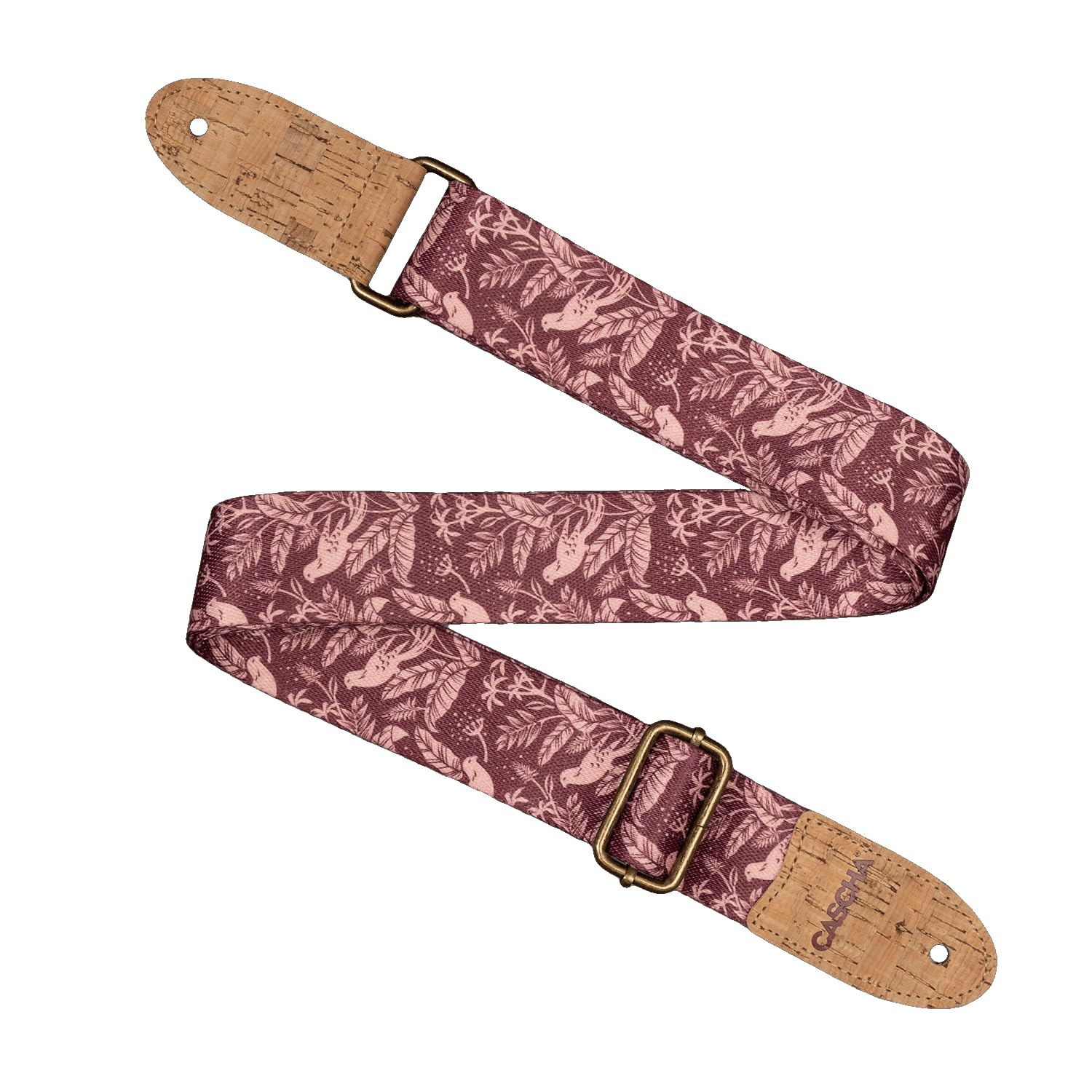 CASCHA Mauve Birds Vegan Guitar Strap Colourful and Animal Friendly Straps for Guitars and Ukuleles