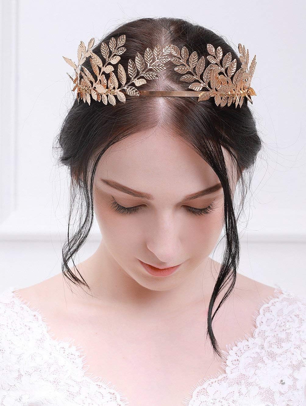 Handmadejewelrylady Bride Hair Accessories Laurel Crown Headpiece Tiara Girls Women Wedding Headband (gold)