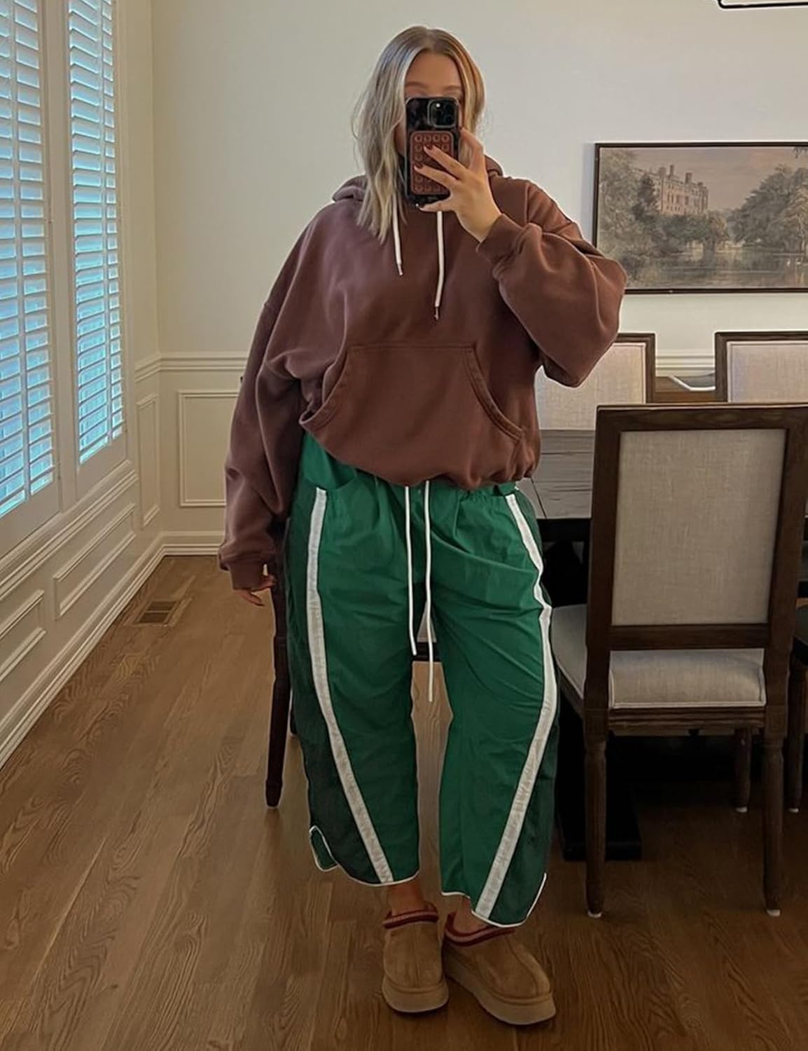 Wyeysyt Womens Wide Leg Pants Baggy Sweatpants Casual Drawstring Elastic Waist Contrast Color Y2K Track Pants - Image 2