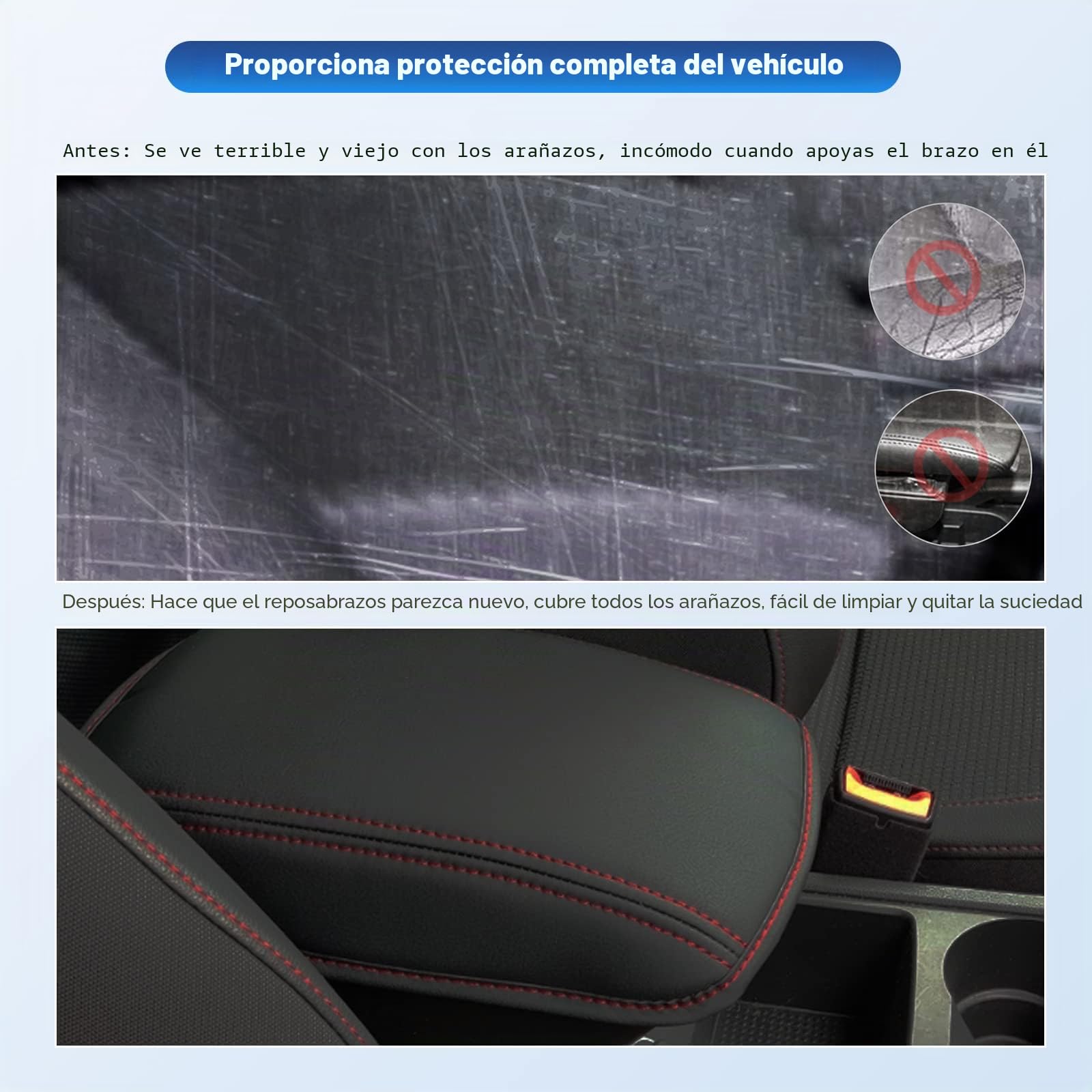 CDEFG para Seat Leon mk3 5F 2013-2019 Funda Apoyabrazos tapa protectora protección antiarañazos consola central piel sintética Reposabrazos Caja Cover Coche interior Accesorios