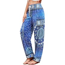 Heywood QIANXIZHAN Pantalones har n para mujer, pantalones hippie palazzo, pantalones bohemios, ropa de yoga con bolsillos, 5-blue Circle, XXL