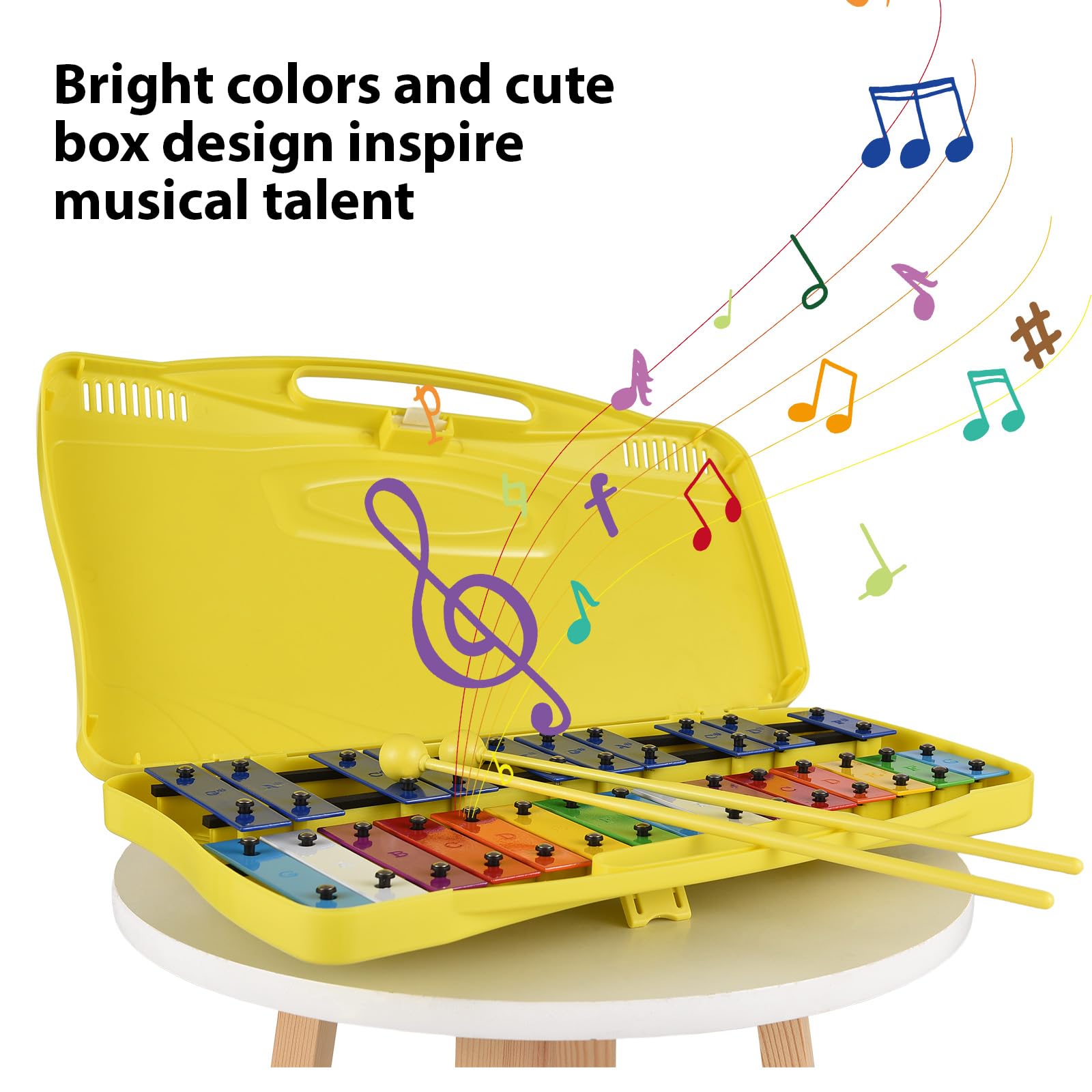 xilofono 25 note glockenspiel xilofono colorato tasti in metallo a percussione ritmo strumento musicale con 2 mazzuole custodia portatile regalo per principianti studenti