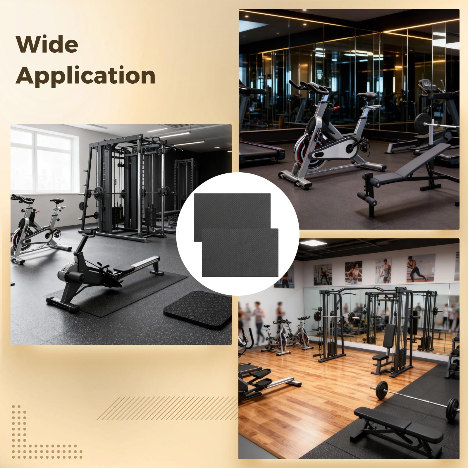 Lot de 2 Tapis de Protection de Sol Double Face en Silicone, épaisseur 5 mm, Patin antidérapant pour Fitness, Home Gym, Tapis de Course et vélo d’Exercice, réduction du Bruit et des Vibrations