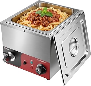 Bain Marie Elektrisch GN 1/2 mit Reset,Elektrische Speisenwärmer 600W Edelstahl mit Ablaufhahn für Partys, Catering und Restaurants 30-85°C
