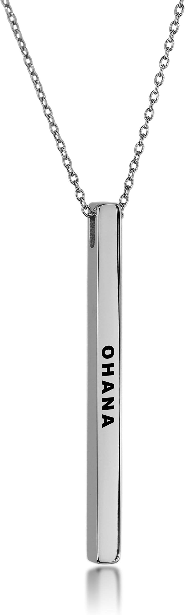 Inspirational Mantra Necklace, 42mm x 3mm Vertical Bar Pendant Jewelry, 316L Surgical Stainless Steel - NOT a Breathing Device