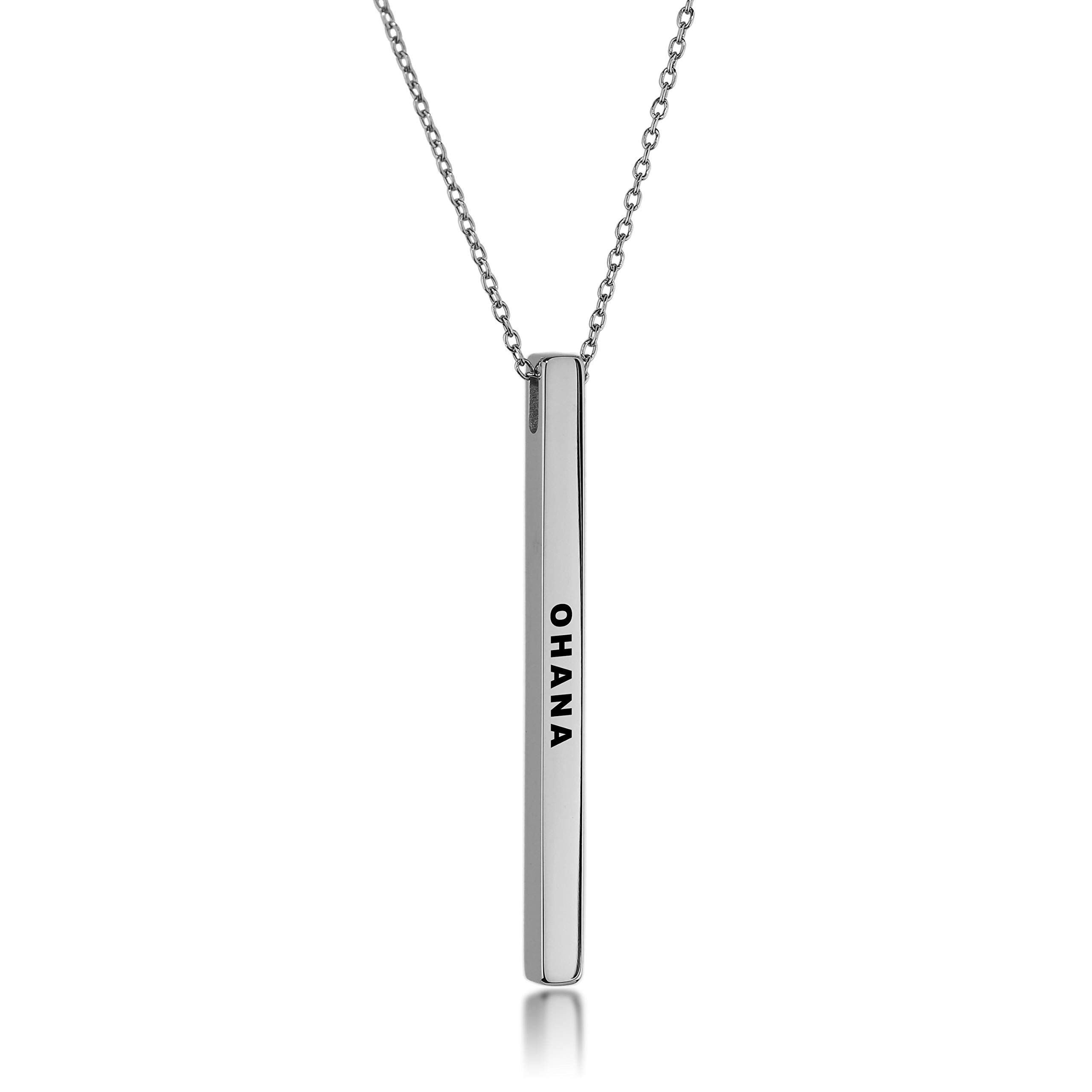 Dolceoro Inspirational Mantra Necklace, 42mm x 3mm Vertical Bar Pendant Jewelry, 316L Surgical Stainless Steel - NOT a Breathing Device