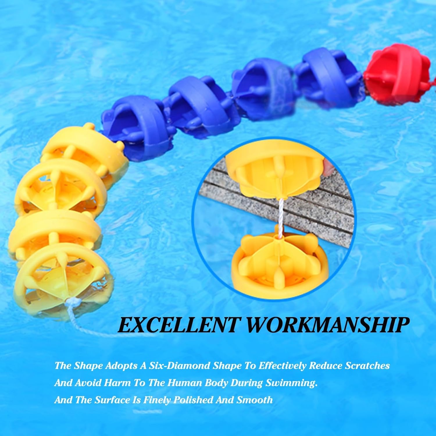 Floating Pool Safety Divider Lane Line | Inground Pool Divider for Competitions | Easy Install Nylon Pool Barrier