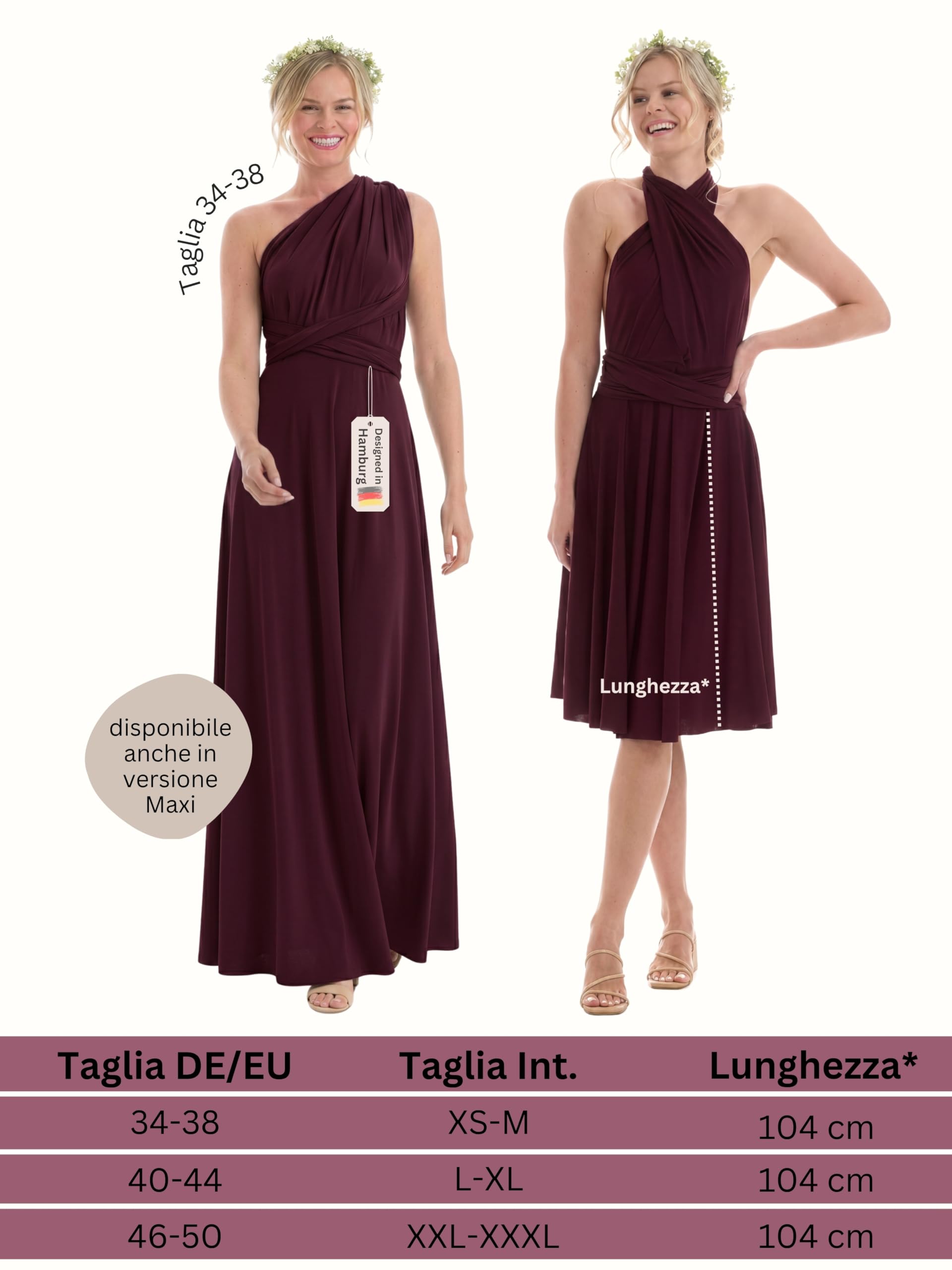 Juvell Abiti da Damigella d'Onore Corti Infinity-Dress Matrimonio - 1100 | Abito da cocktail elegante, Abito da sera, Ballo di fine anno