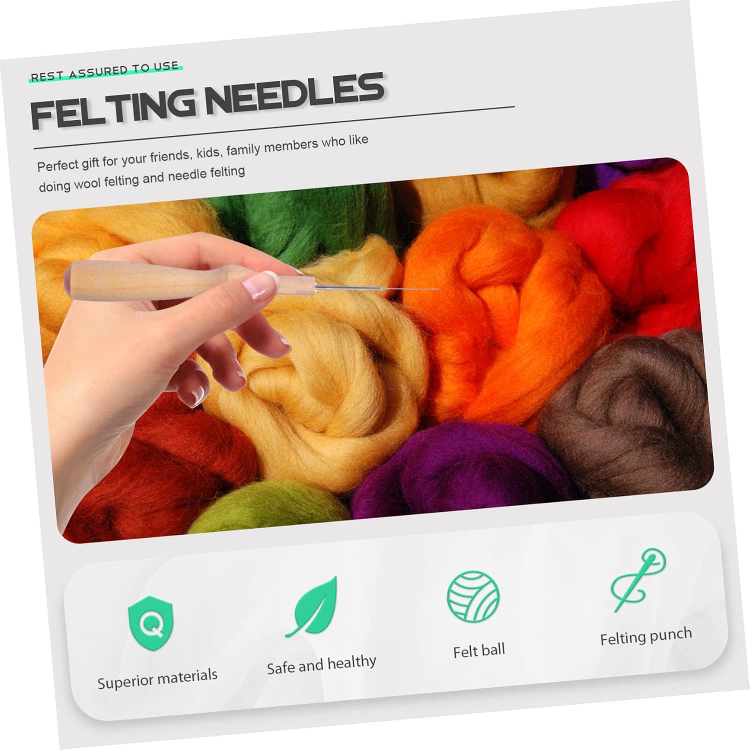 Uonlytech 8pcs Punch Needle Felting Kit for Wool Felt Embroidery Craft DIY Needles