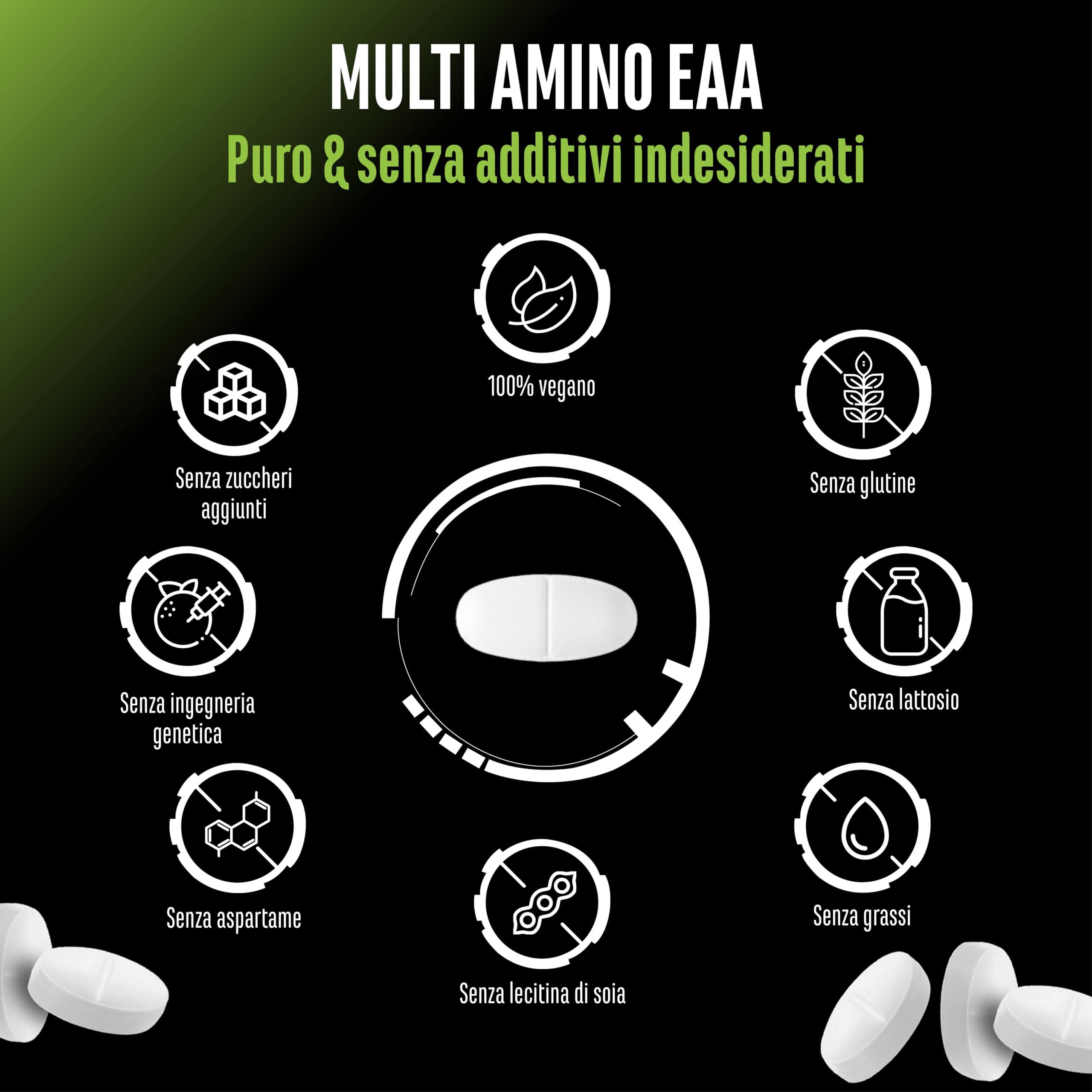 Multi Amino-EAA Pattern Code - 500 compresse da 1000 mg ciascuna - Formula Human Code - Tutti gli 8 aminoacidi essenziali - Da fermentazione vegetale - Alto dosaggio - Vegan