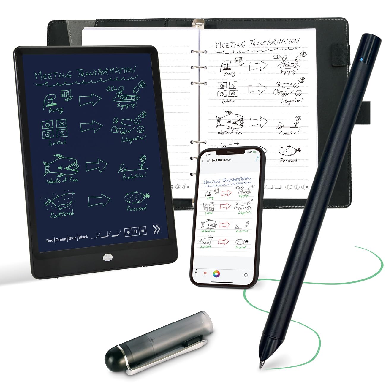 Ophayapen Smart Pen Set – Penna Digitale con OCR, Sincronizzazione App, Note Audio e Scrittura su Carta per Studio e Lavoro