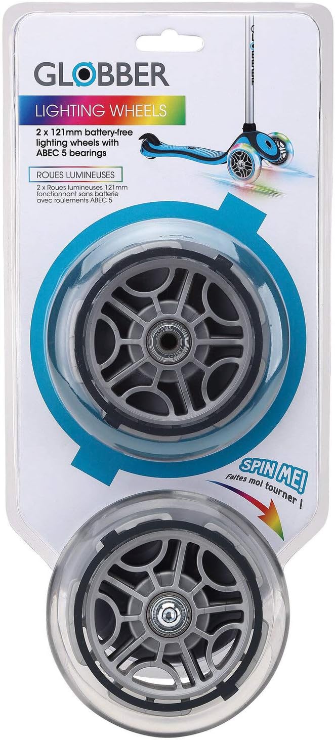 2 LED Light Up Wheels 121 mm 121 mm Youth Unisex Transparent