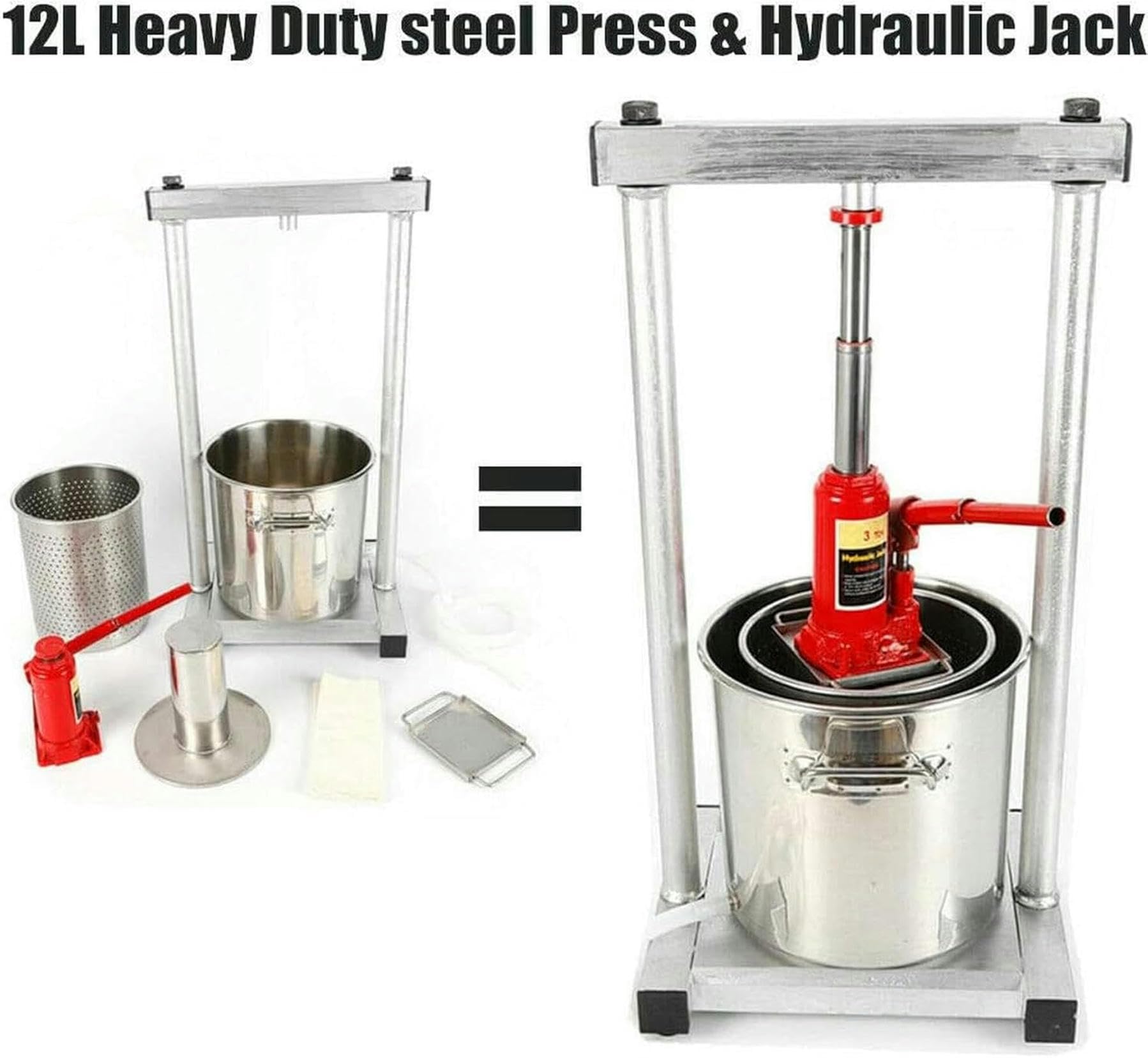 12L Obstpresse, Edelstahlpresse, Obstpresse, Weinpresse, Apfelpresse, Obstmühle, Saftpüreepresse ~/