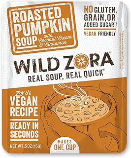 Wild Zora Instant Keto-Friendly Soups Roasted Pumpkin 8-pack Broth Made with Coconut cream, Cinnamon, & Organic Vegetables, Gluten-Free, Low Carb, No Added Sugar, Flavorful Pantry Staples - 0.5oz/13g