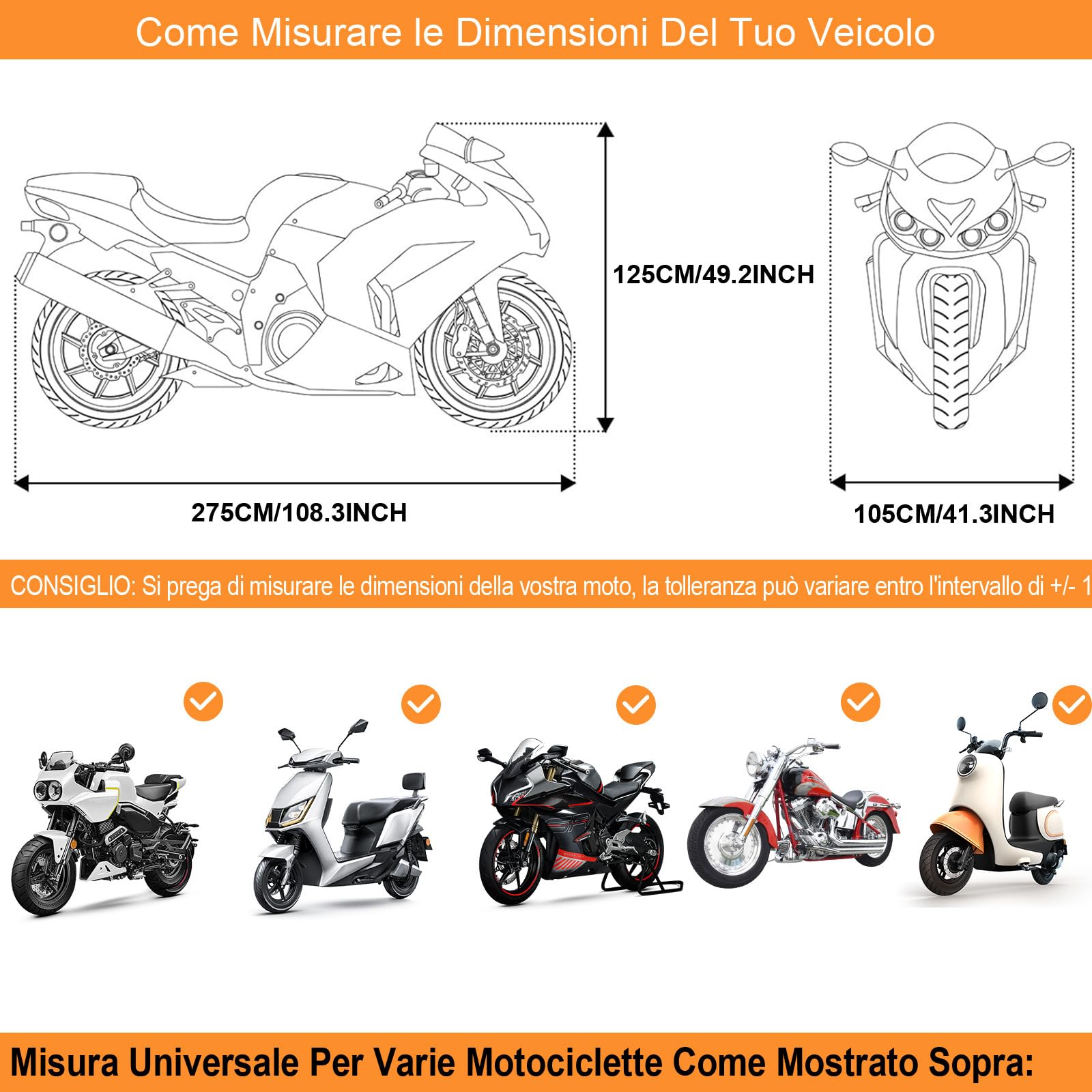 Coprimoto Impermeabile Per Esterno Copri Moto 210D Poliestere Copertura Moto Per Scooter Vespa Motorino Motocicletta Motocross XXXL