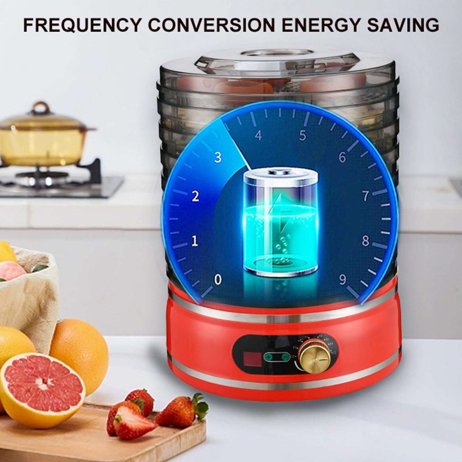 72h Temporizador de alimentos eléctrico deshidratador 400W, ajustable 95-158F control de temperatura, apilable 8 bandejas sin BPA para la preservación saludable de bocados de carne, fruta, carne y hie