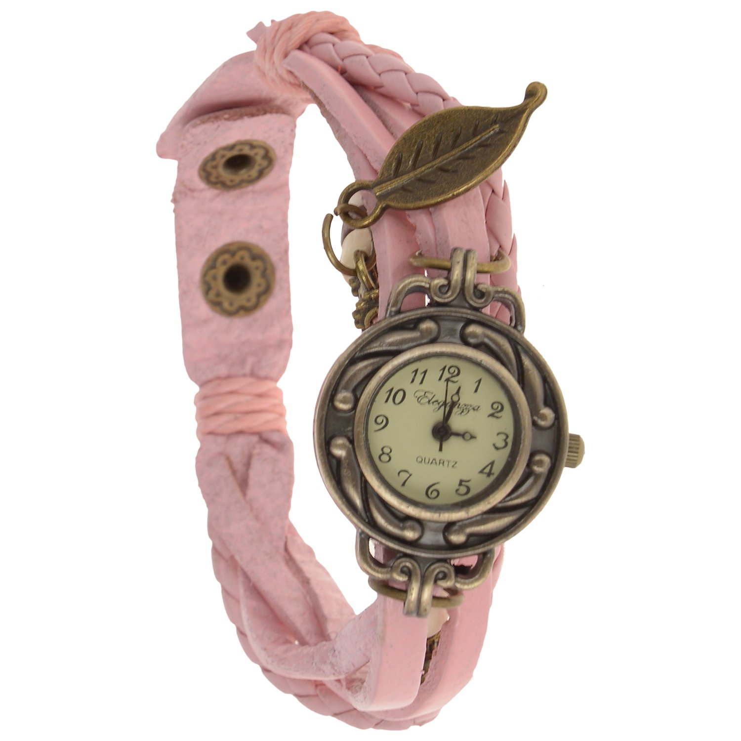 Spiffy Eleganzza Women Quartz Bracelet Watch Fashion Weave Wrap Around Leather Wrist Watch Classic Bracelet Watch (Pink) (B0BR994M2J) Amazon Price History, Amazon Price Tracker