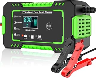 6-Amp Car Battery Charger, 12V Automatic Smart Charger Monitor Battery with Temperature Compensation, Intelligent Charges, Repairs, Maintains Car Motorcycle Boat Mower Battery, Green