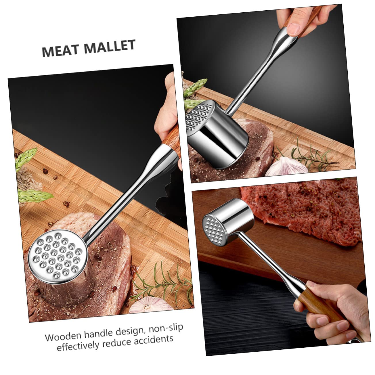 BRIGHTFUFU 1Pc Meat Hammer Tenderizer Dual Sided Tool for Steak Chicken Portable Lightweight Kitchen Gadget for Crushing Nuts Garlic More Meat Mallet