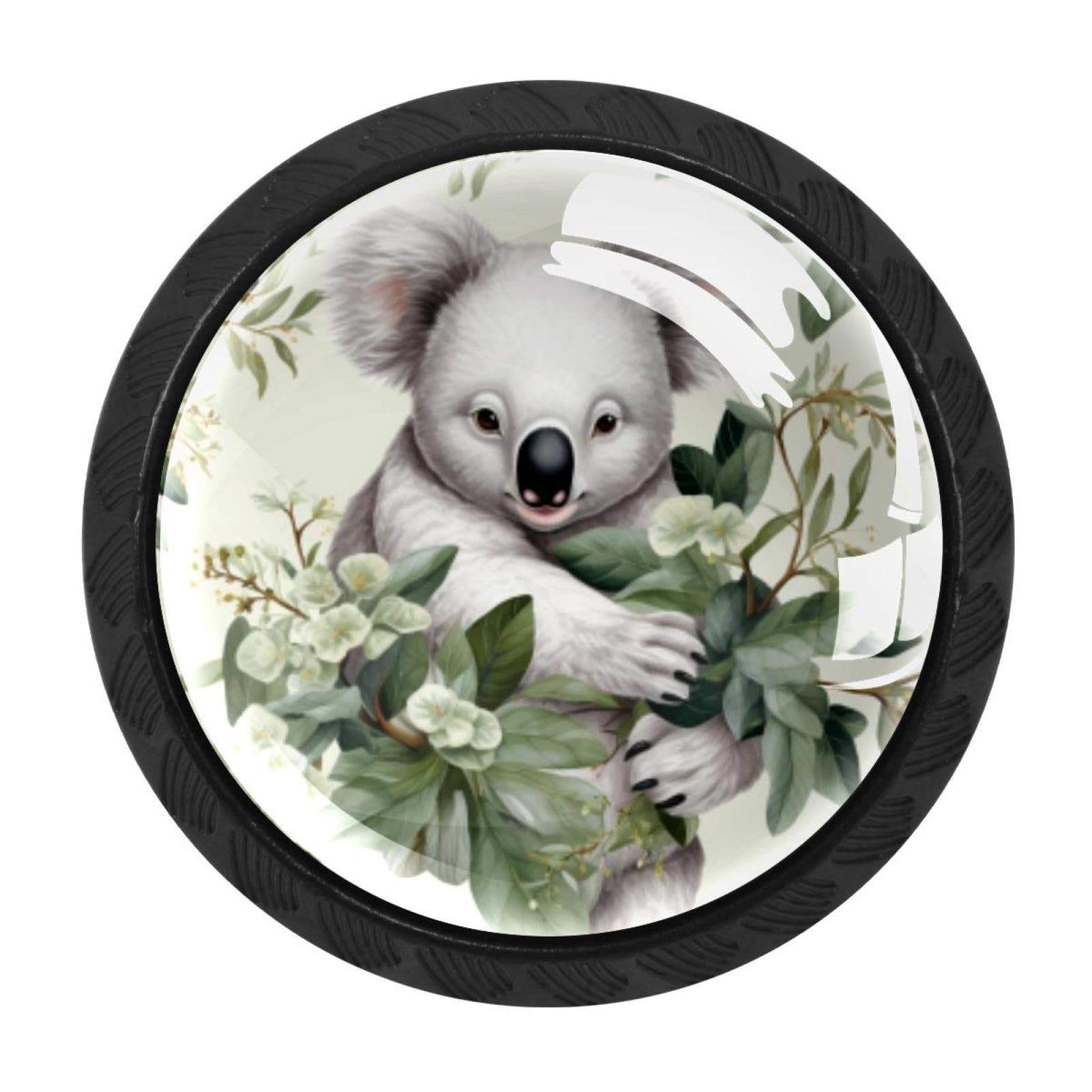 CHENZZZZ 4 Pieces Koala Drawer Knobs, 35mm Black Cabinet Knobs, Drawer Pulls and Knobs, Dresser Drawer Knobs, Cabinet Hardware Kitchen Cabinet Knobs