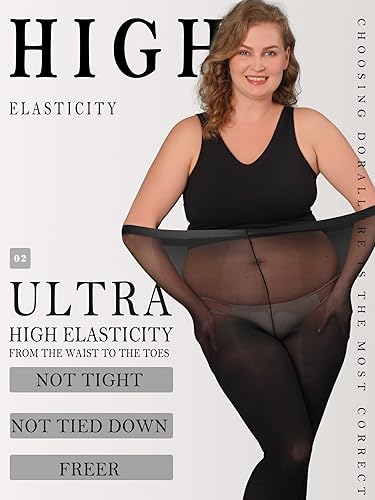 Miniatura 3 de Medias de talla grande para mujer, medias de cintura alta con pies suaves de color sólido