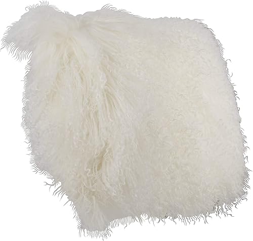 Vista 151 de SARO LIFESTYLE Almohada de lana de cordero mongol 100% con relleno de poliéster, 20 pulgadas, gris