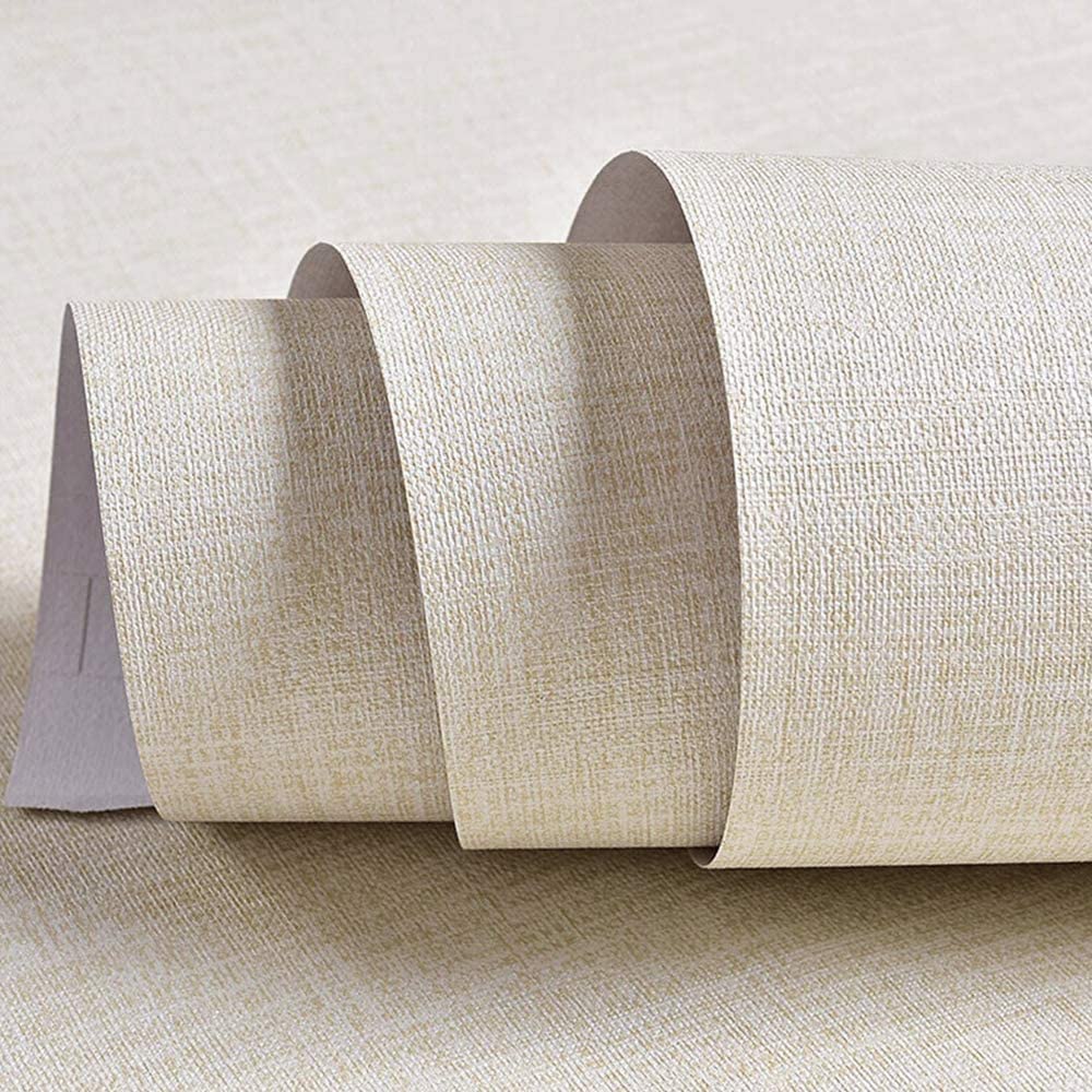 ELTON Fabric Textured Self Adhesive Waterproof Wallpaper Furniture Film Contact Paper for Table top,Furniture, Almirah Doors and Other DIY, Renovation Project (50 Sq Feet, Cream Fabric)