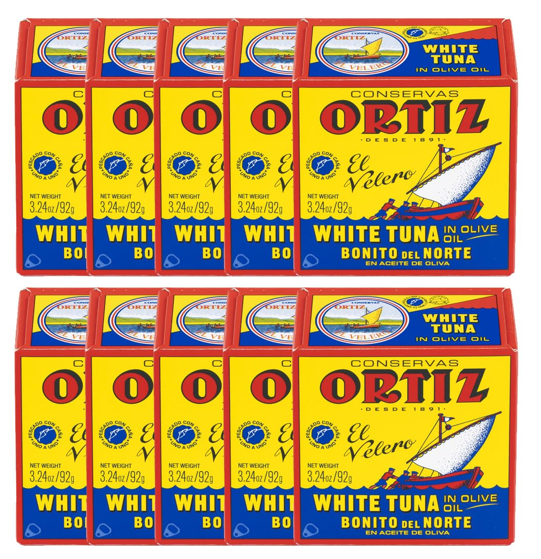 Ortiz White Tuna in Olive Oil, Fresh Tender Slices, Spanish Wild Caught Tuna, High in Protein and Omega 3 Fats, Excellent in Salad, Pasta or