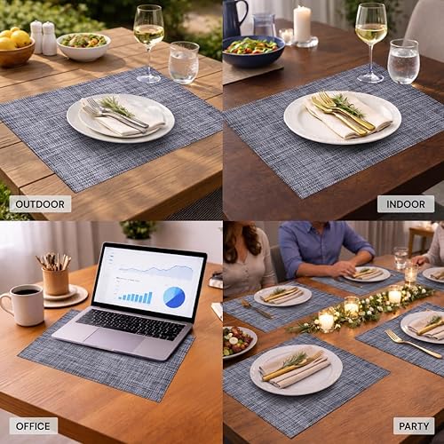 Miniatura 4 de Decozen Juego de 8 manteles individuales  Protector de mesa para decoración de cocina, resistente a los arañazos y al calor, lavables, lavables,