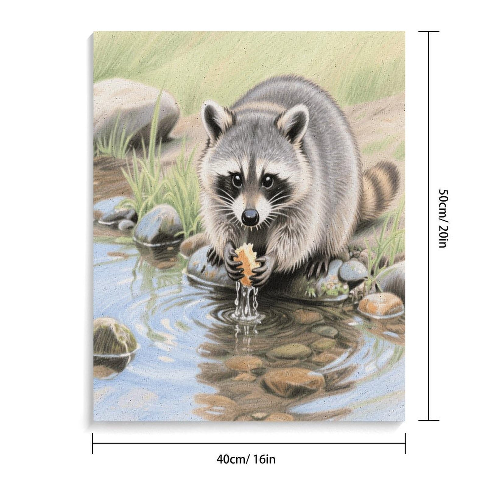 KOAYUBFC Waschbär-Waschmittel, Malen nach Zahlen, Set für Erwachsene, Anfänger, Erwachsene, Malen nach Zahlen, Kits auf Leinwand, DIY-Acryl-Ölfarben, Malerei mit Pinseln für Geschenk, Heimdekoration