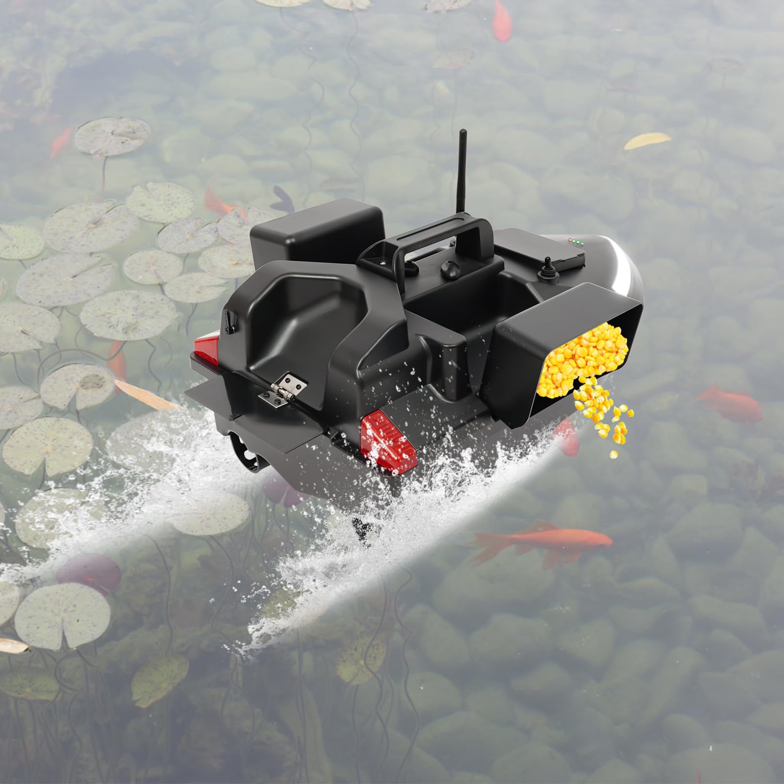 500M RC Köderboot GPS Angelköder Fischköder Boot mit 3 Köderboxen, 12000mAh Akku (4 Std.), Doppelmotor, Suchscheinwerfer, Automatische Rückkehr, Für Karpfenangeln