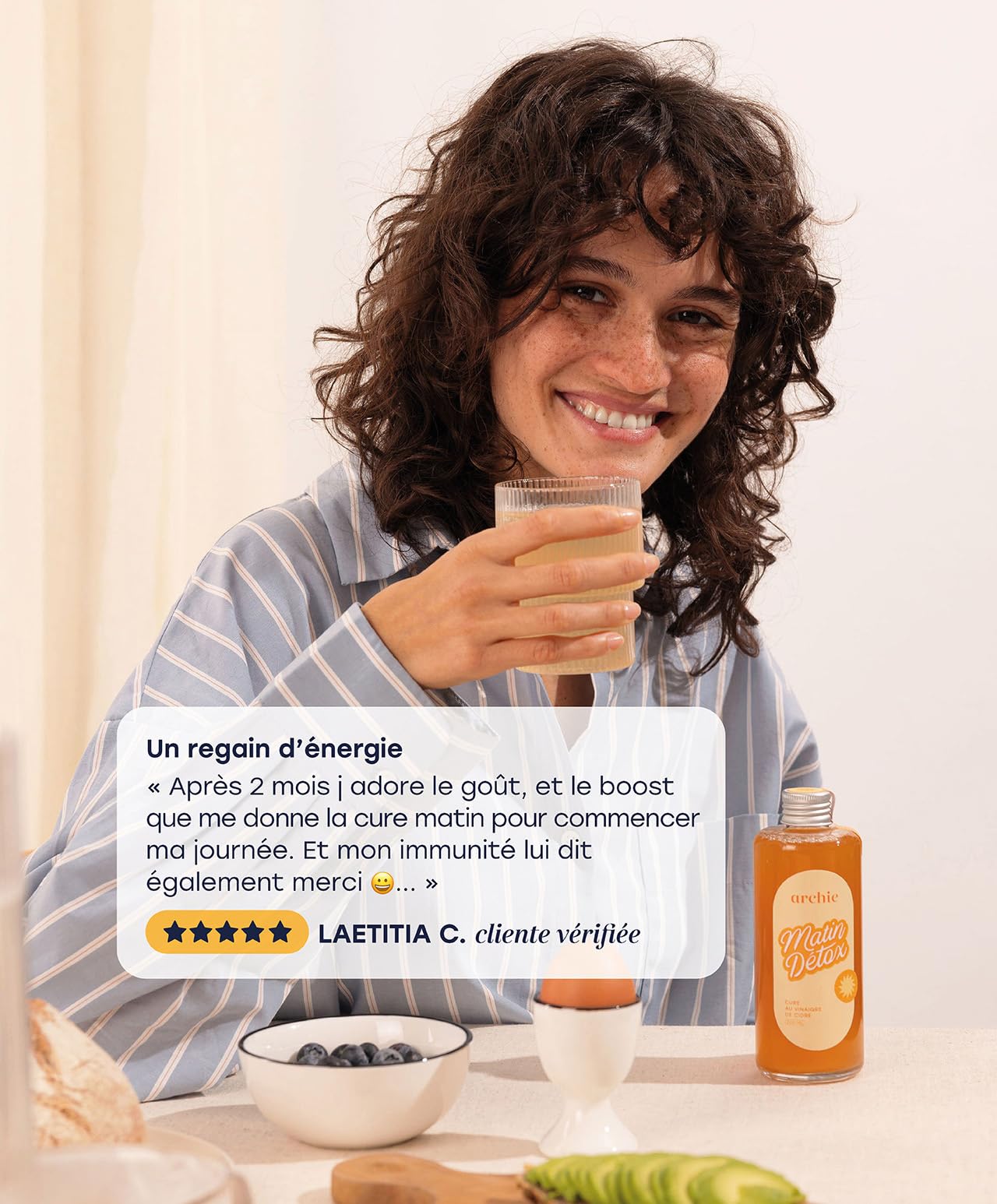 Archie, Cure Matin Detox, Vinaigre de cidre - Gingembre, Citron et Epices. Glycémie, Digestion, Ballonnements, Vitamines. Rituel naturel. Made in France. Cure de 20 jours.