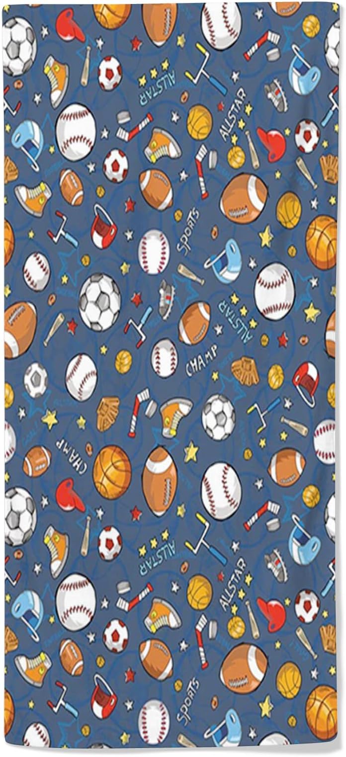 Oudrspo Blue 10 Sport Hand Towels,Basketball Baseball and Football Champ Gloves,Hand Towels for Bathroom, Hand Face Towels for Kitchen,Blue - 12 x 27.5in