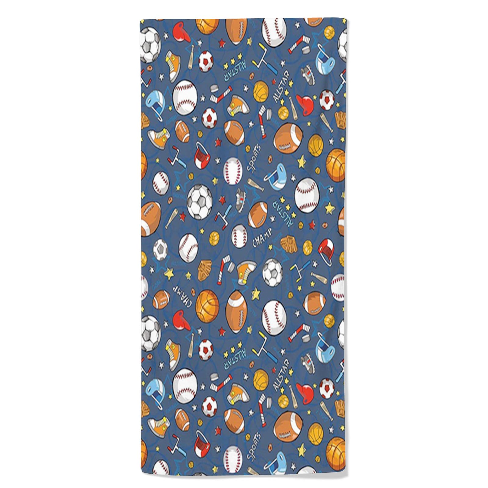 Oudrspo Blue 10 Sport Hand Towels,Basketball Baseball and Football Champ Gloves,Hand Towels for Bathroom, Hand Face Towels for Kitchen,Blue - 12 x 27.5in